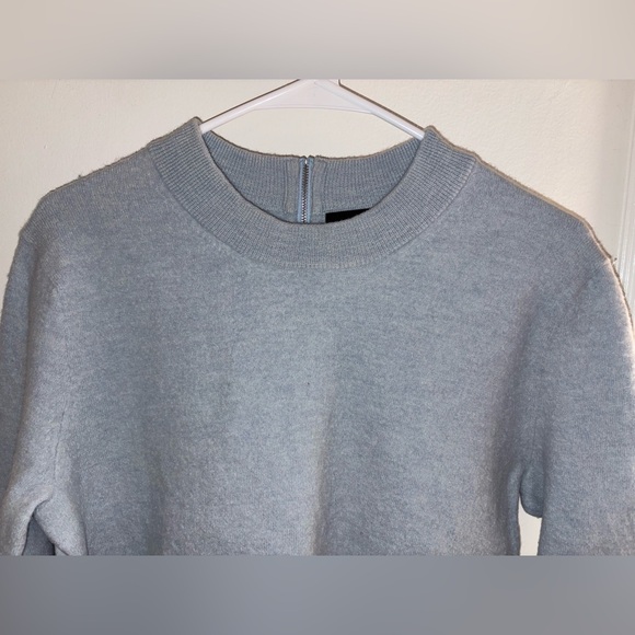 J.Crew 100% Merino Wool Back-Zipped Crewneck Sweater in Light Blue - Size Large - Picture 6 of 12